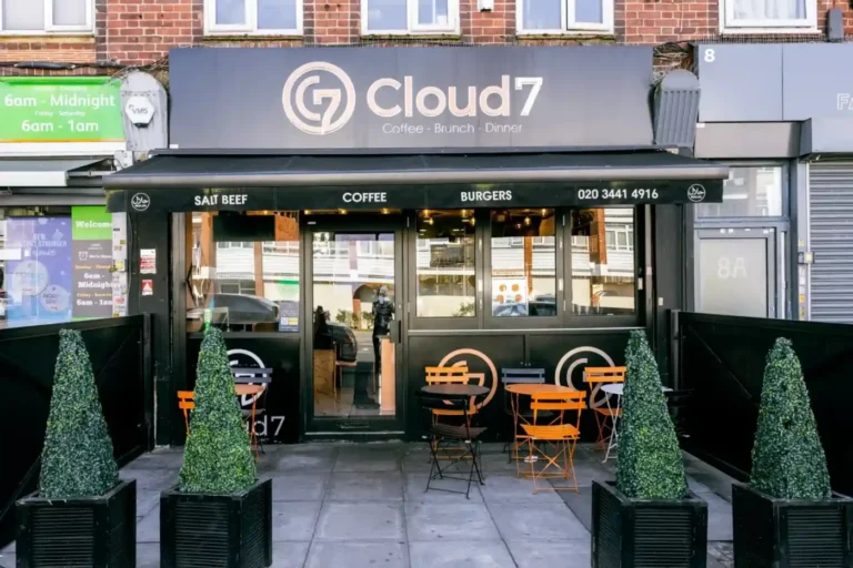 Cloud 7 Brunch Edgware shopfront on Handel Parade